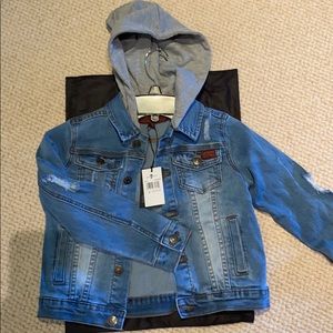 Boys 7 for all mankind Jean jacket with hood.